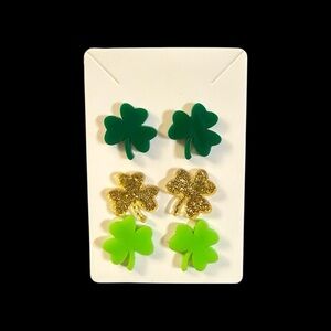 Shamrock Earrings Set in Green and Gold